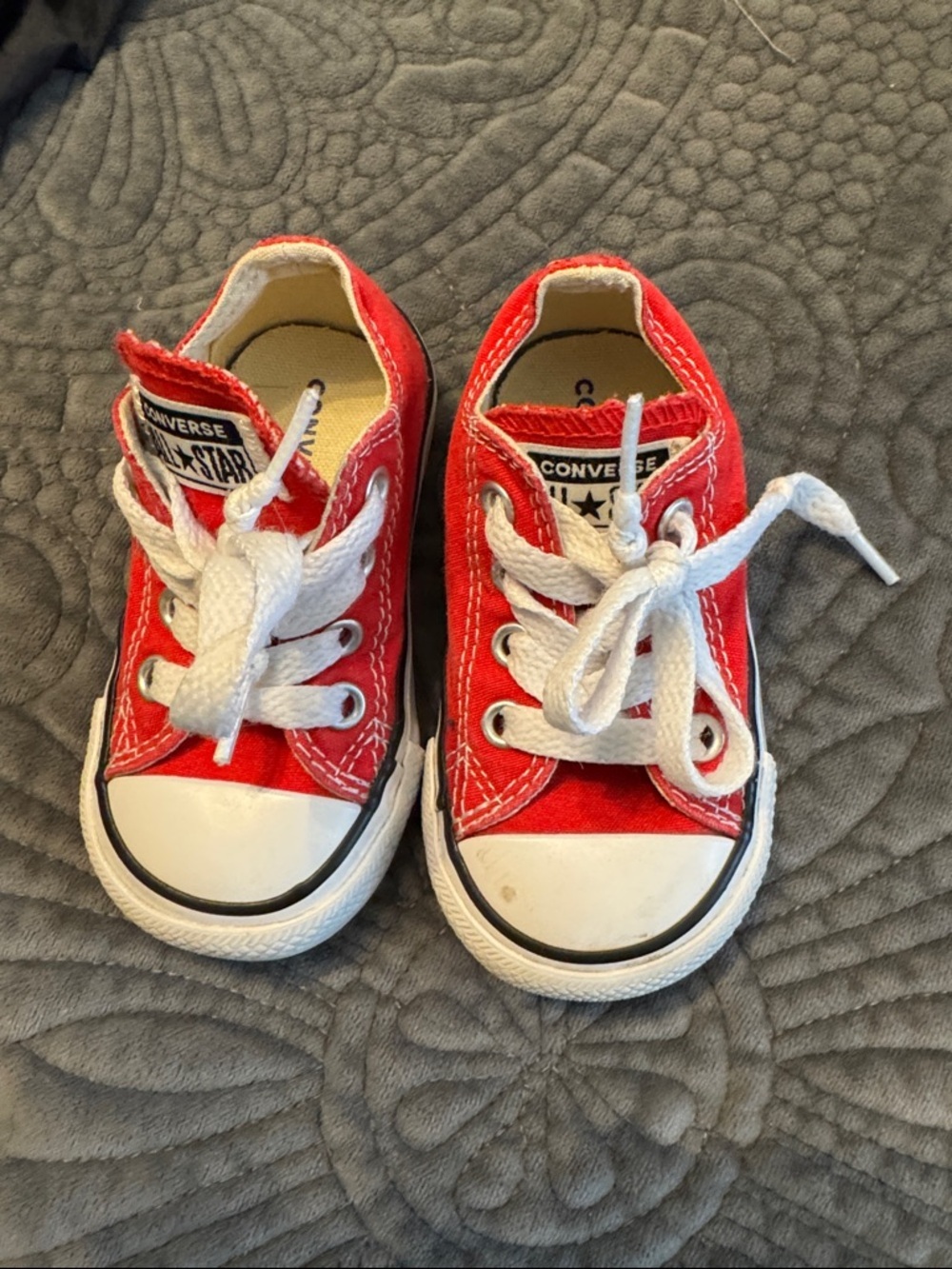 Converse Kids Red Low-Top Canvas Sneakers with White Accents